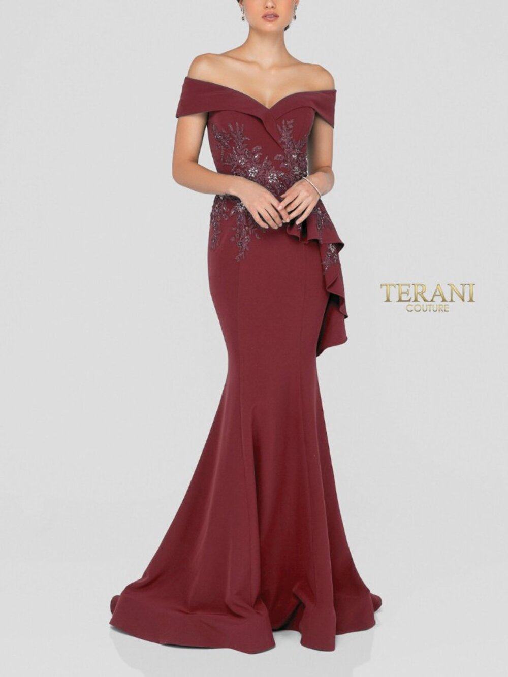 TERANI COUTURE Style 1911M9339 | Wine/Burgundy | New With Tags